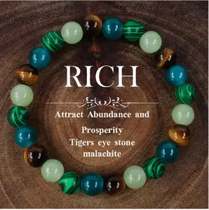 Natural Stone Energy Bracelet – Attracts Abundance and Prosperity  Malachite – Known for transformation and protection and Tiger Eye – Brings confidence, focus, and balance