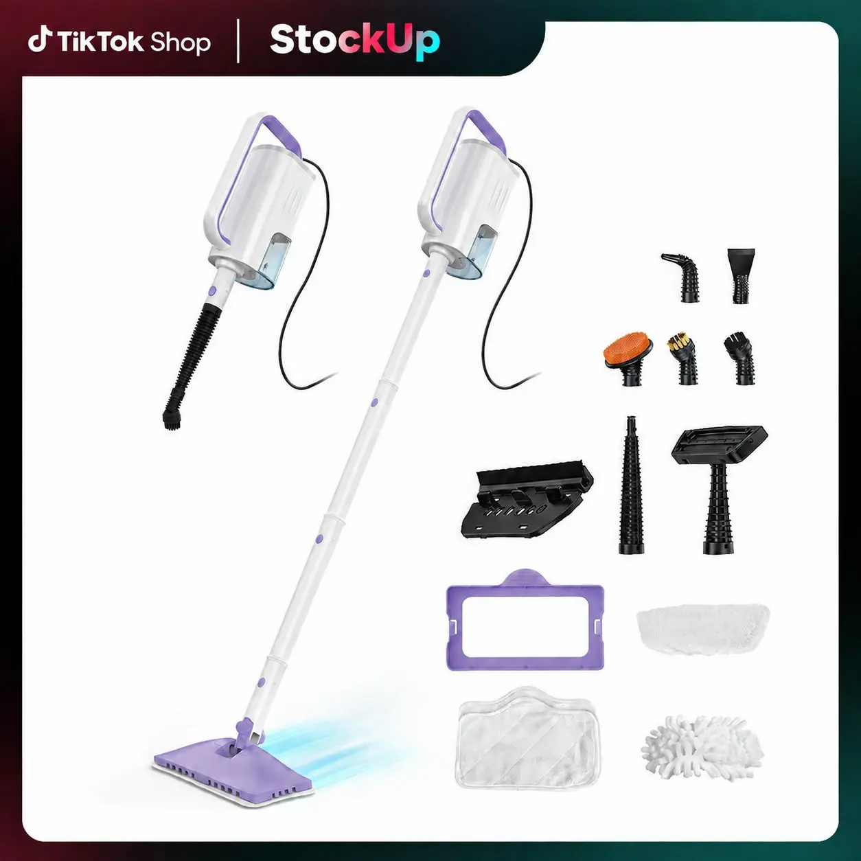 [BackToSchool]12-in-1 Steam Mop  Floor Cleaner with Detachable Handheld Steamer for Walls, Grout, Floors, Tiles, Carpets & Grease. Includes Multi-Function Accessories Cleaning Tools Cleaning Set,back to school,back to school haul