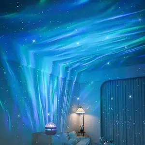 Dreamy Arctic Starry Sky Light Atmosphere Lamp with Remote Control, Aurora Projector Lamp, LED Rotating Projection Lamp for Bedroom Bedside Decor, Decorative Lighting