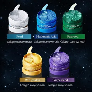 60 Pcs Collagen Grape Eye Mask Set, Hydrating Hyaluronic Acid Under-Eye Patches for Wrinkle Reduction and Dark Circle Removal, Suitable for All Skin Types