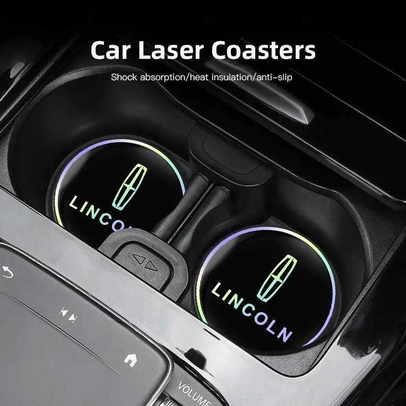 2PCS Car Water Coaster Pad Laser Water Coaster Accessories Car Accessory For Lincoln Navigator Continental Nautilus Aviator MKZ MKX MKC MKT MKS Corsair Mark E Automotive Interior Accessories Car Interior Accessories