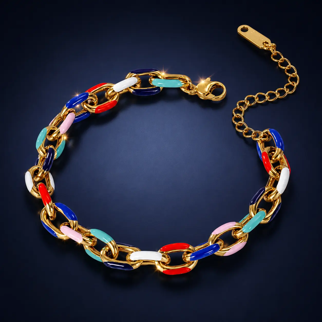 Women's Multicolored Enamel Titanium Steel Bracelet - Exquisite High-Quality Luck Jewelry Symbolizing Lively Cheerful Nature, Ideal Gift for Women
