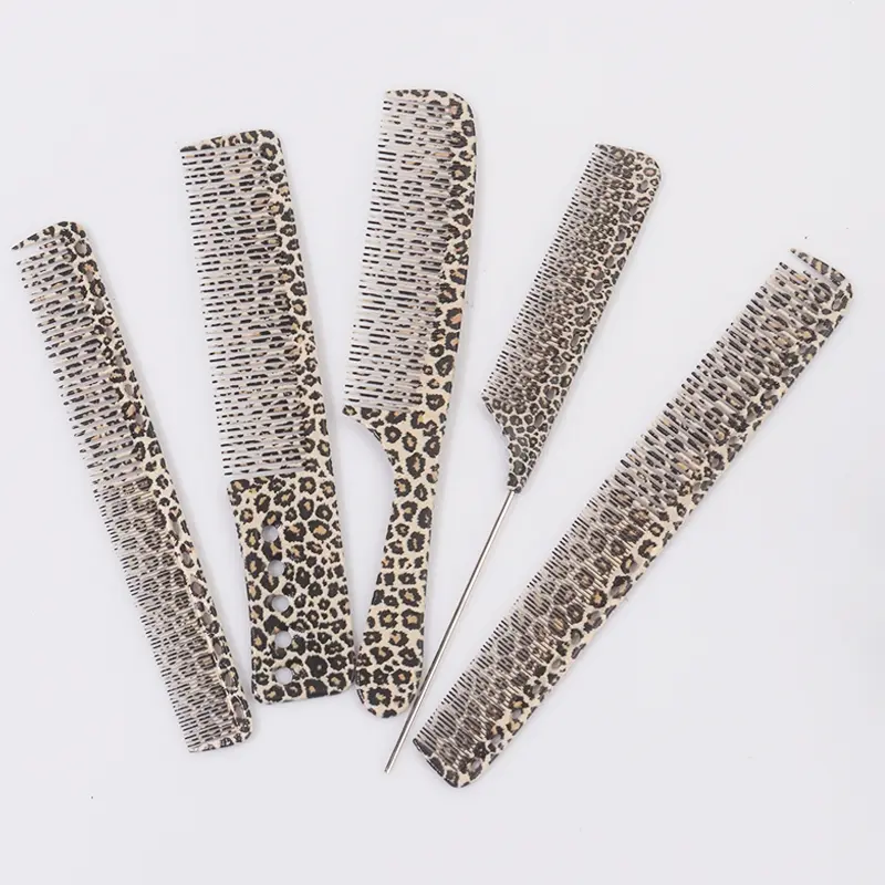 Leopard Print Hair Comb Set - Haircut Combs, Combs for Hair Stylist, Professional Barber Grade for Men & Women, Durable ABS Plastic Hair Styling Tool for Cutting & Grooming