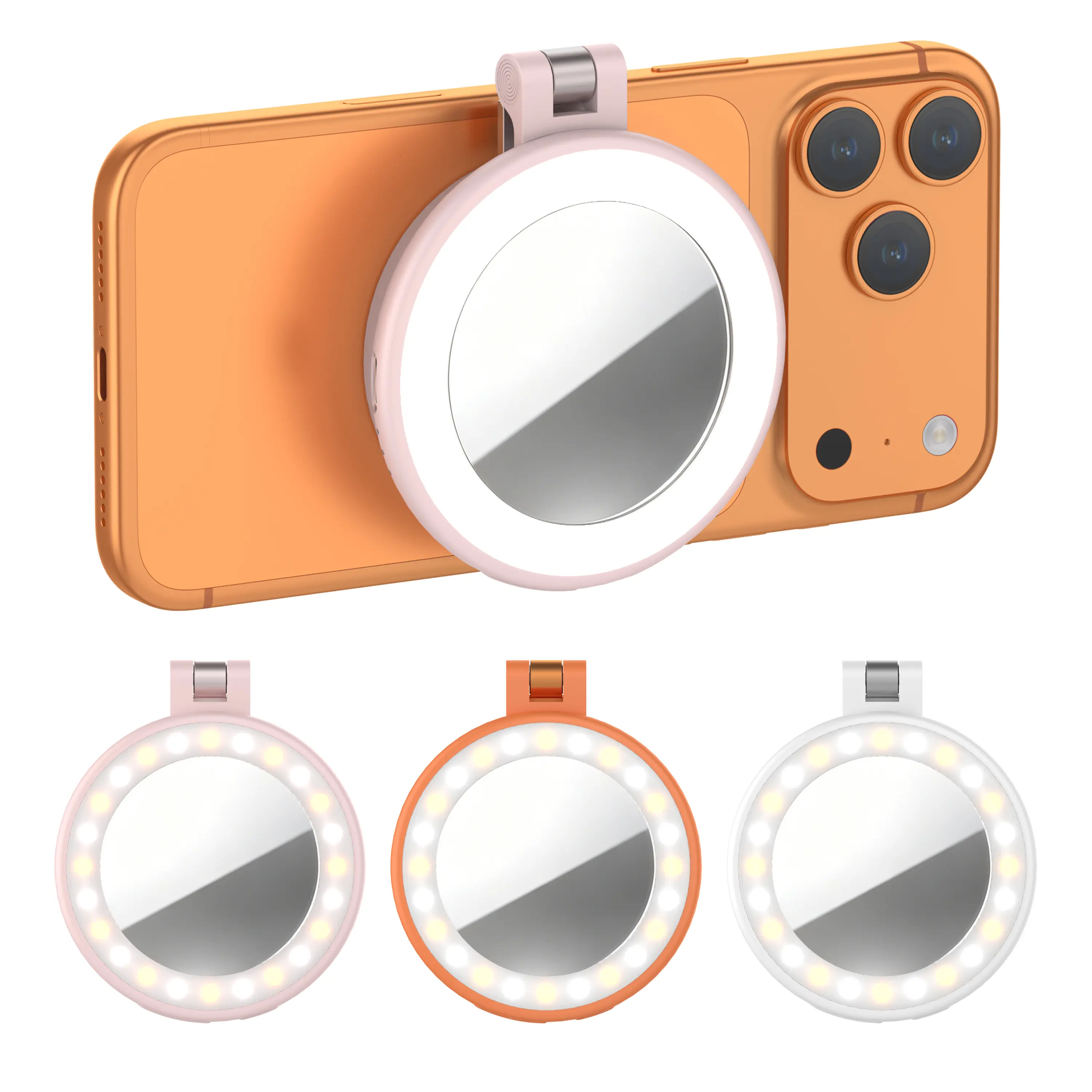Magnetic Selfie Light with Makeup Mirror, LED Phone Ring Fill Light for Magnetic iPhone, 3000K-6000K Portable Magnetic Fill Light, 180° Flip 600mAh Rechargeable Ring Light for TikTok Selfies Makeup Vlog