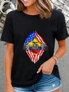 100% Cotton Ecuador Shirt USA American Ecuadorian Flag Roots Heritage T-Shirt