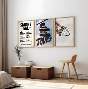 3 Count/set Hypebeast Fashion Set of 3 Posters AstroWorld SneakerHead Rap Music Trendy Printable Wall Art Decor Unframed Poster