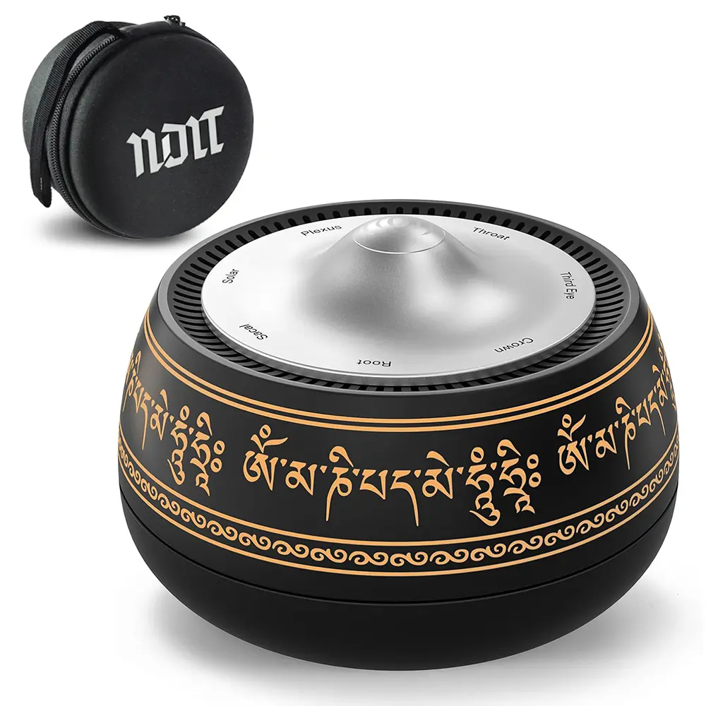 Electronic Tibetan Singing Bowl, 8 Chakra Modes(Crown-Root,) Calming Device with Timer, Auto/Manual Mode, Vibration, Rechargeable, Meditation Bowl for Sound Therapy, DeepSleep, Yoga, Reiki, Relaxation, Gift Choice, Storage bag included