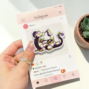 Pride Month Purple Dragon MagSafe Phone Grip, Magnetic Pop Socket, Fantasy Creature Phone Holder, Kawaii Gamer Gift for Phone Kindle