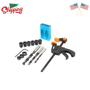 15Pcs Pocket Hole Jig, 15 Degree Dowel Drill Joinery Kit with 6/8/10mm