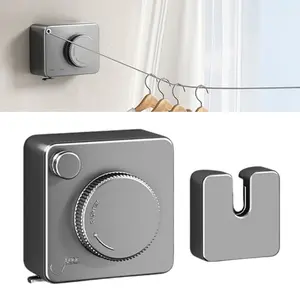 Retractable Clothesline Indoor, Non-Sagging Outdoor Clothes Line Retracting Heavy Duty Clothes Drying Laundry Line Wall Mounted Stainless Steel Line