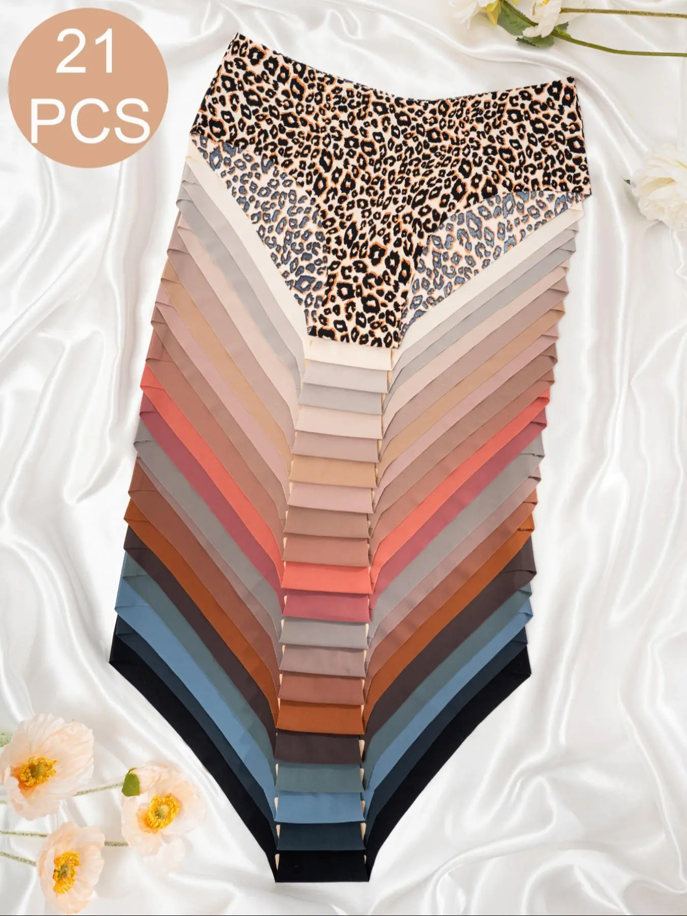 Women's 21pcs Solid Color Casual Panty, Soft Comfy Breathable Fit Seamless Knicker for Daily Wear, Multipack Underwear for All Seasons
