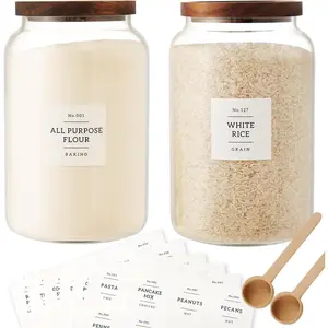 2 count Large Glass Jar with Airtight Lid, Glass  Storage Jars for ,,Cereal, Egg,Flour,Coffee and More(1 gallon/4000 ml)
