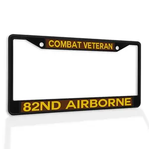 Metal License Plate Frame Vinyl Insert Combat Veteran 82Nd Airborne, Car Accessories
