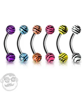 Urban Body Jewelry Tiger Print Steel Curved Barbell, for Sports & Outdoor Weight Training Fitness