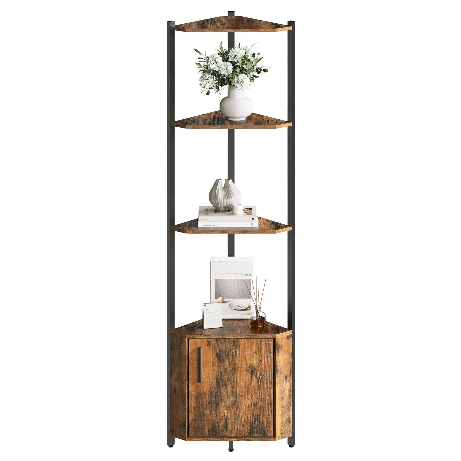 Garvee Corner Shelf Stand 5 Tier - 58 Inch Tall Corner Shelf with Wooden Shelves for Storage, Display Plant Stand for Living Room, Bedroom, Kitchen, Bathroom, Home Office