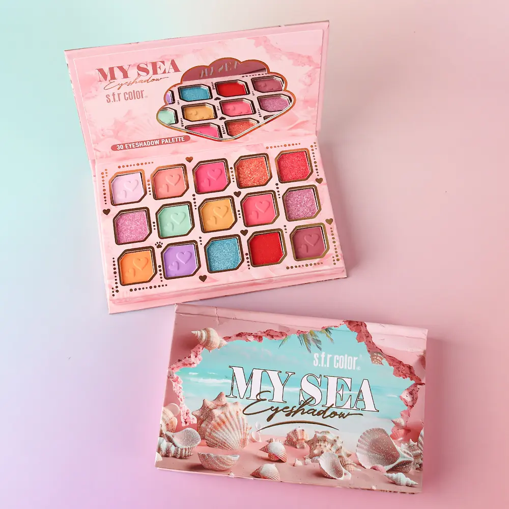 s.f.r color MY SEA 30 Colors Foldable Eyeshadow Palette, Matte Shimmer Metallic Rainbow Nude Eyeshadow, High Pigmented Colorful Eye Shadow Makeup Palette for Festival Cosplay Daily Party Eye Makeup