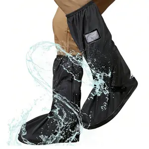 HOMEYA Reusable Rain Shoe Covers Waterproof Anti-slip Overshoes Boots Protector with Reflector (1 Pair)