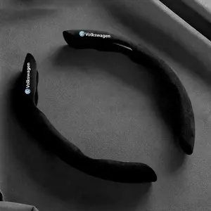 Car Steering Wheel Cover Suede Anti-Skid Protector, Compatible with Volkswagen Vw R Rline ID.3 Id4 Polo Passat B5 B7 Golf 8 Touran Caddy Gti