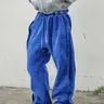 Men's Young Street Style Cotton Minimalist Jogger Pants, Loose Fit Wide Leg Knit Sportswear, Casual Daily Wear, Fashionable Streetwear