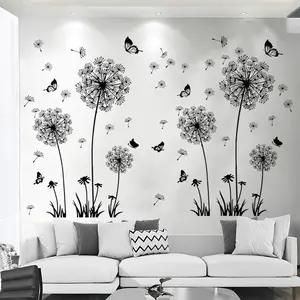 Romantic Dandelion Self-Adhesive Wall Stickers, Bedroom Living Room Background Decor, Vinyl Wall Decals for Home Decoration