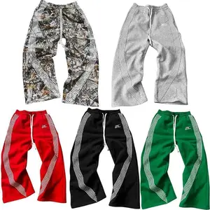 Striped Sweatpants Pants Men Women Hip Hop Retro Camo Letters Embroidered Retro Baggy Sweatpants Drawstring Trouser Casual Straight Leg Activewear Menswear Athletic