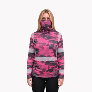 LONG SLEEVE HIGH VISIBILITY SHIRT WITH MASK INCLUDED - PINK