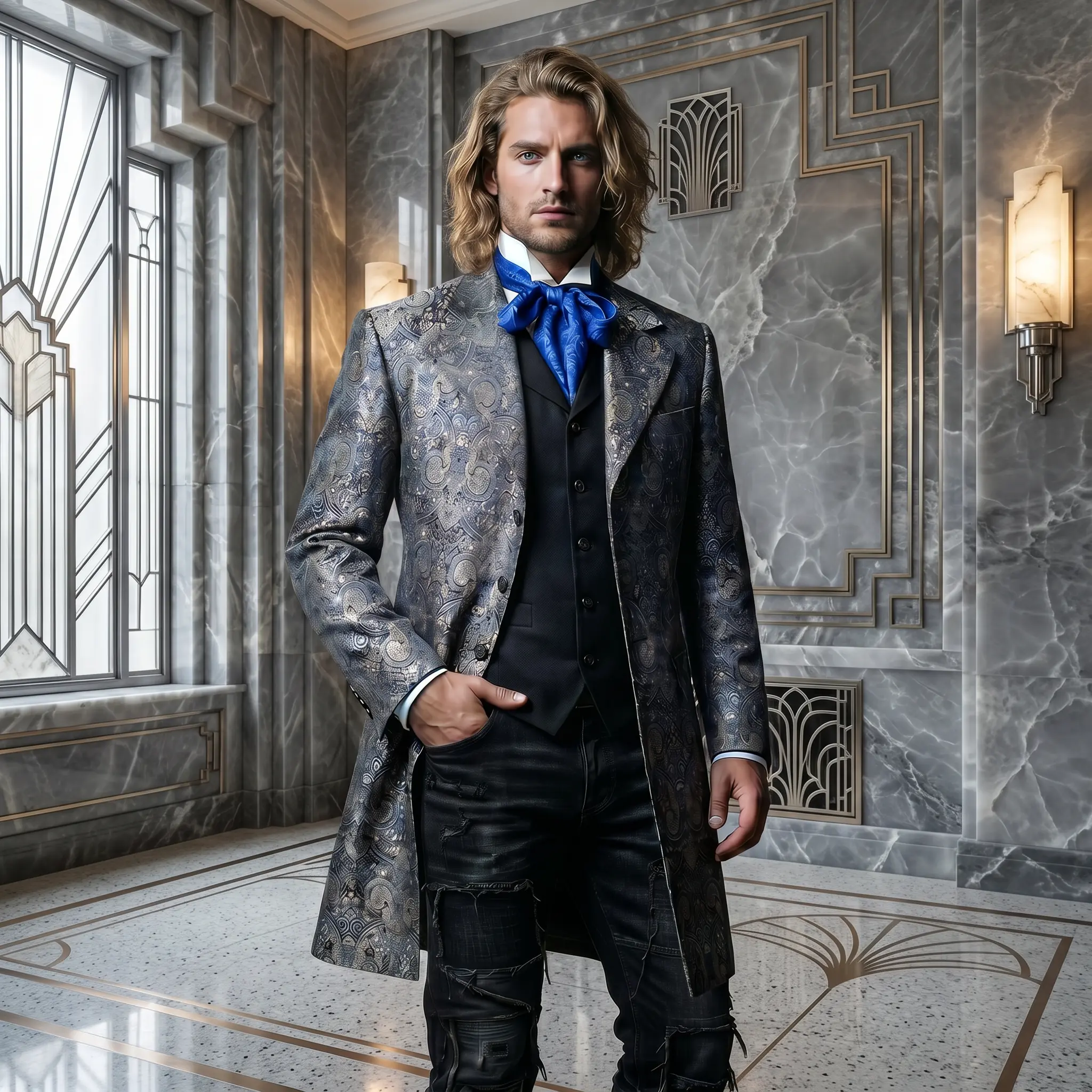 The Gunmetal Brocade Frock Coat