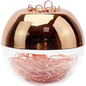 Rose Gold Paper Clip Holder Magnetic Paper Clips Dispenser with 100pcs Paperclips for Desk Office School Home Organizers Accessories Gift Idea (Rose Gold)