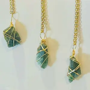 Moss Agate Necklace, Dark Green Moss Agate, Healing Crystal Necklace