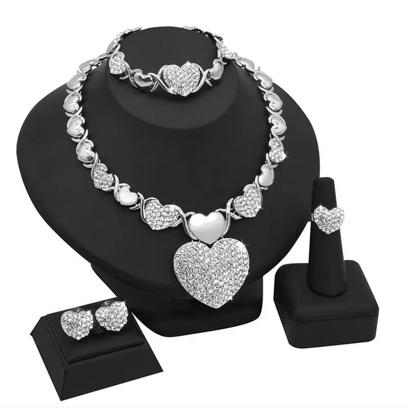 4 Piece Set Women's Luxury Elegant XO Design Heart Shape Pattern Jewelry Set, Sparkling Synthetic Cubic Zirconia Inlaid Accents, Necklace + Bracelet + Earrings + Ring Ideal Mother's Day Gift, Wedding Party Jewelry, Formal Occasion Jewelry, Fashionable Jew 4 Piece Set Women's Luxury Elegant XO Design Heart Shape Pattern Jewelry Set, Sparkling Synthetic Cubic Zirconia Inlaid Accents, Necklace + Bracelet + Earrings + Ring Ideal Mother's Day Gift, Wedding Party Jewelry, Formal Occasion Jewelry, Fashionable Jew