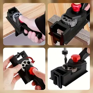 Versatile Handheld Woodworking Doweling Jig Kit - Self-Centering Drill Guide for Precise Straight Hole Drilling, Durable Plastic Construction