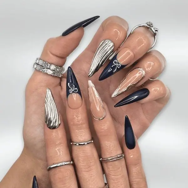 Denim Daze Press-On Nails | Blue Denim-Inspired Handmade Nail Set