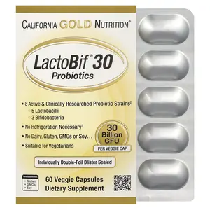 California Gold Nutrition LactoBif® 30 Probiotics, 30 Billion CFU, 60 Veggie Capsules