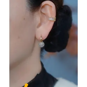 LisiZen New Style Diamond-Embedded Round Ball Full Diamond Copper Earrings, Fashionable, Elegant, Light Luxury, Unique, High-End, Exquisite Hot-Selling Earrings DZEH5006