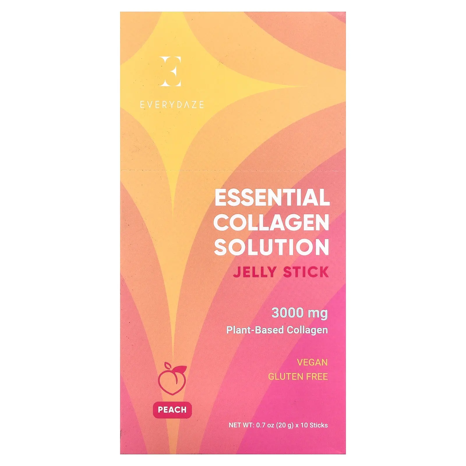 Everydaze Essential Collagen Solution Jelly Stick, Peach, 10 Sticks, 0.7 oz (20 g) Each