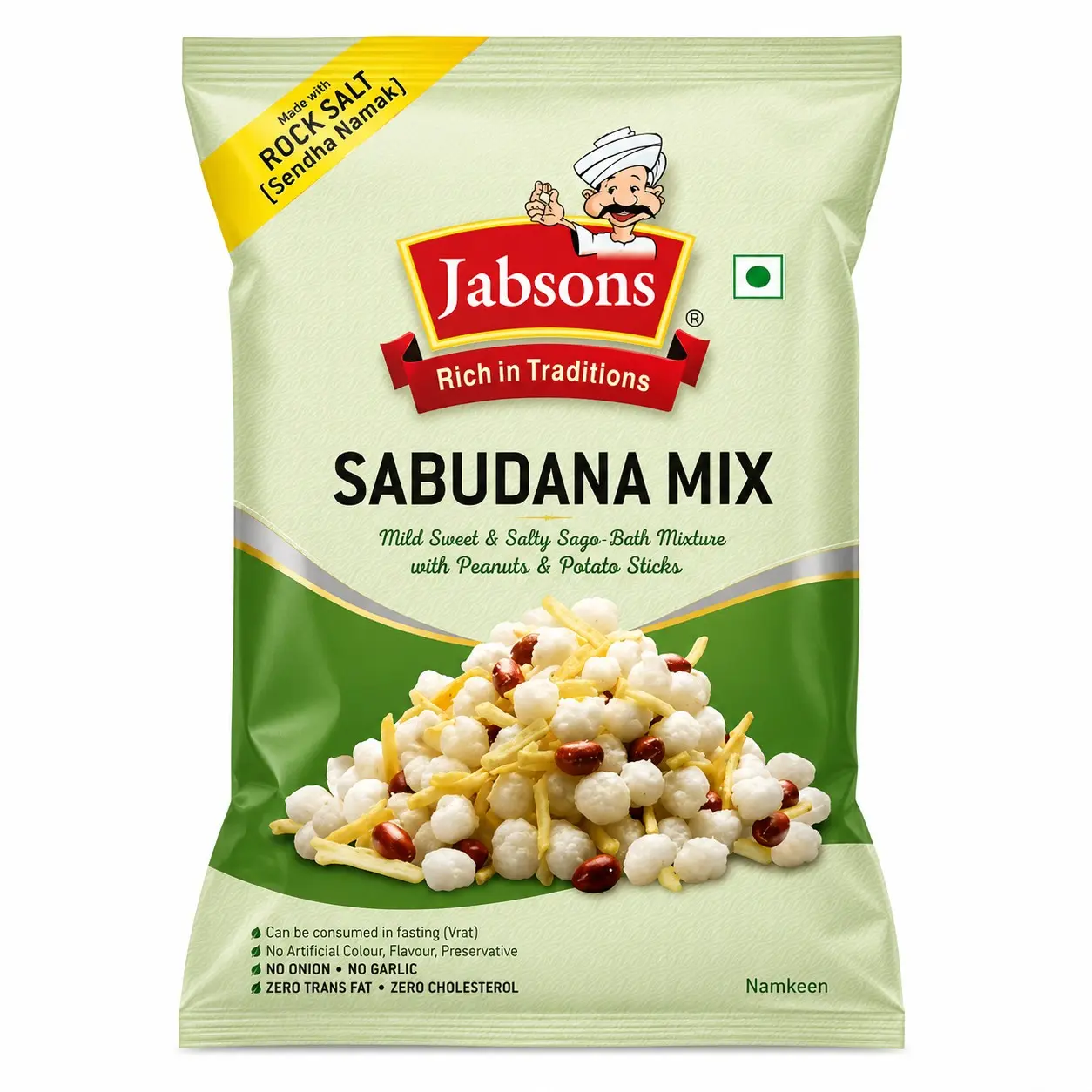 Jabsons Sabudana Mix Crunchy Indian Sago Snack Fasting Friendly Namkeen 180g