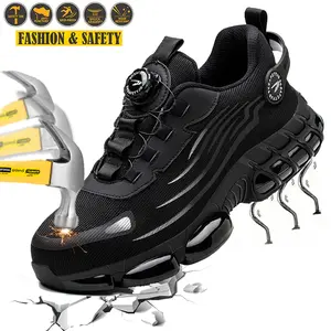 New Men Rotary Buckle Indestructible Shoes Work Safety Shoes Steel Toe Puncture-Proof Protective Shoes all-season outdoor work hiking boots sneakers advanced non-slip traction construction shoe
