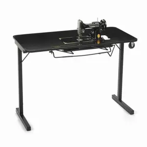 Sewing Table for Vintage Singer Featherweight Sewing Machines 221 and 222, Portable with Wheels and Lift, Black Finish
