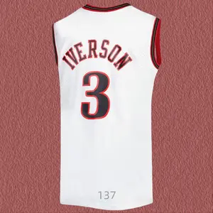 Allen Iverson Classic-Design stitched Basketball Jerseys Retro Men's Sleeveless White shirt