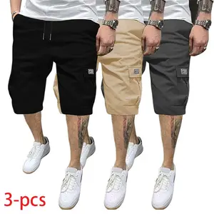 New summer men’s casual beach pants in multiple colors; straight-leg drawstring elastic-waist ice silk high-stretch breathable quick-dry athletic shorts; stylish cargo casual shorts for everyday commuting and outdoor wear.