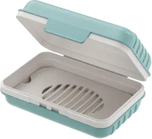 Bar Soap Holder Dish 1 Pack for Shower, Travel Soap Case with Lid for Gym, Camping Essentials, Hiking, Travel Size Toiletries, Portable, Leakproof, Blue