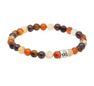 Leo Zodiac Elastic Bracelet - 6mm beads Carnelian, Citrine, Tiger's Eye, Garnet