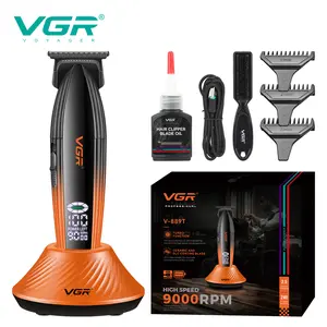 VGR 889T Men's Professional Hair Clipper 9000 RPM High-Speed Wireless Barber-Grade with Ceramic DLC Blades Zero-Gap USB LCD Display USB-C Charging Base Salon Use Includes Storage Case Comb