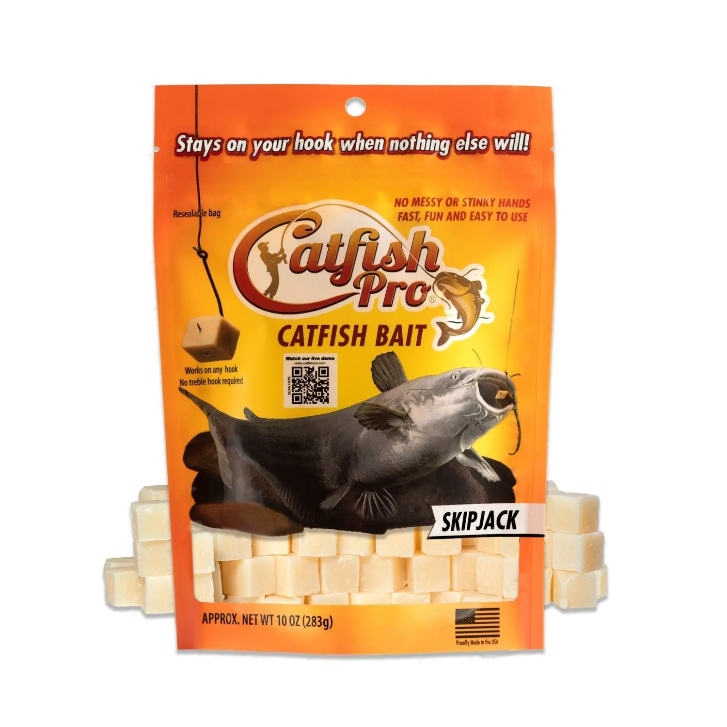 Catfish Pro Skipjack Catfish Bait 10 oz (283g) - No Mess or Stinky Hands - Effective Catch for Big Catfish in Any Water Condition.