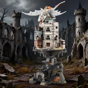 Castle building block set, mini collection display, adult collection gift building toys