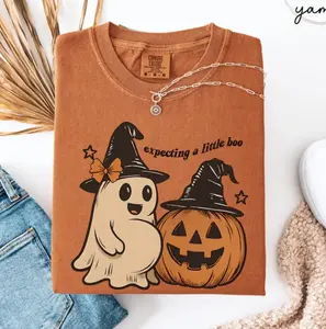 Comfort Colors Expecting A Little Boo T-Shirt - Halloween Pregnancy Shirt, Ghost Maternity Shirt Expecting A Little Boo Fall Pregnancy Announcement Shirt