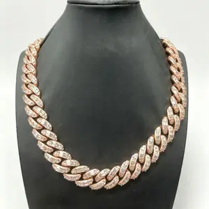 M2-9099 Chunky Baguette Cut Cuban Link Chain with Dripped Out Bling Warm Tone Finish for Bold Street Style Accessories Statement Necklace Heavyweight Gold Plated summerwins