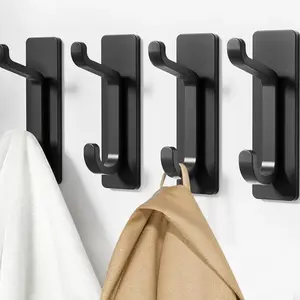 4/6/8-piece Premium Adhesive Hooks - Stainless Steel Wall Mount Hooks, Bathroom Organizer, for Bathrobes, Towels, Coats, and Sponges. Waterproof, Durable, and Easy to Install, Perfect for Organizing Bathrooms and Bedrooms, Bathroom Organizing Accessories