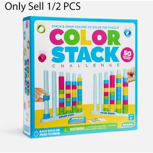 Color Match Challenge Game, Wooden Color Match Challenge Game, Stacking Game for Family & Adults, Family Board Game - Quick Thinking Stacking Challenge, 2-4 Players, Travel-Friendly Party Game for Game Night