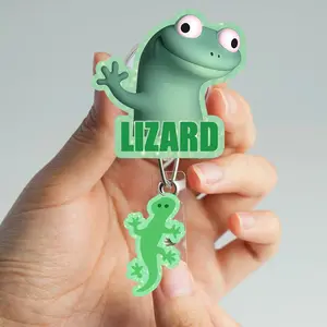 Viral Tiktok Lizard Badge Reel – Funny Gecko ID Holder, Trendy Nurse Name Badge, Aesthetic Hospital Clip, Cute Reptile Gift for Coworkers